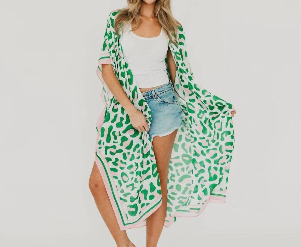 NEW PRETTY SIMPLE women's lena leopard kimono in animal print
